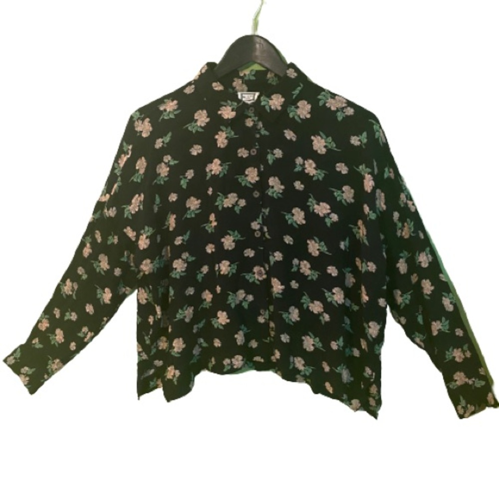 Anthropologie cropped floral loose boxy cut top